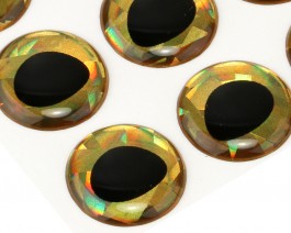 3D Epoxy Fish Eyes, Holographic Gold, 15 mm